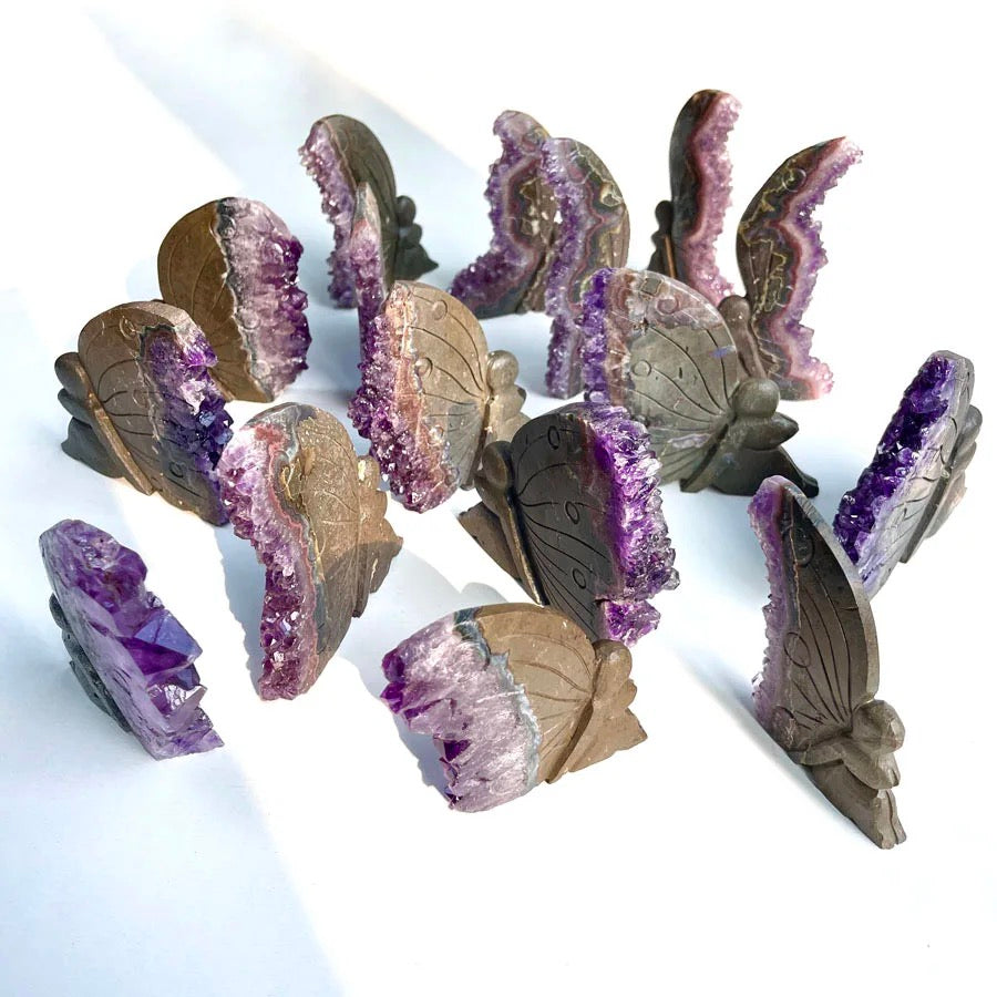 Amethyst butterfly fairy geode