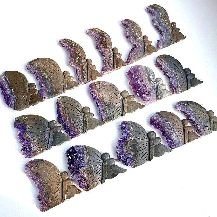 Amethyst butterfly fairy geode