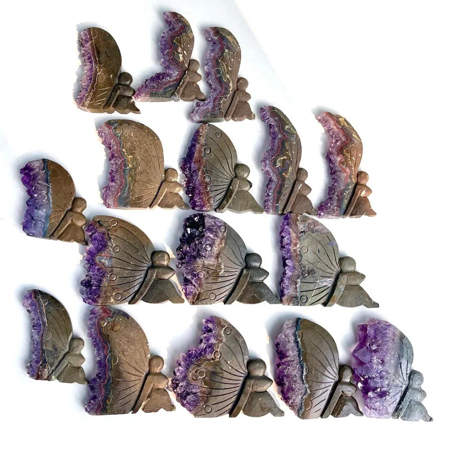 Amethyst butterfly fairy geode