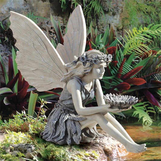 Fairy sunflower bowl statue